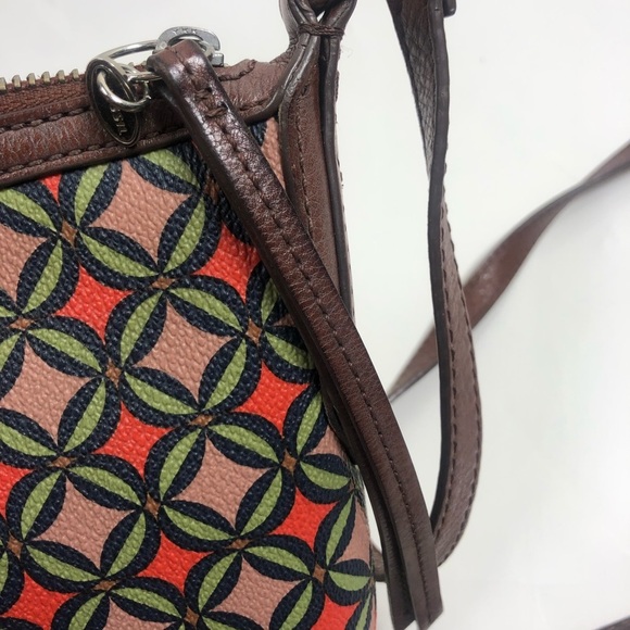Fossil Leather Crossbody Purse Geometric Print - Picture 4 of 5